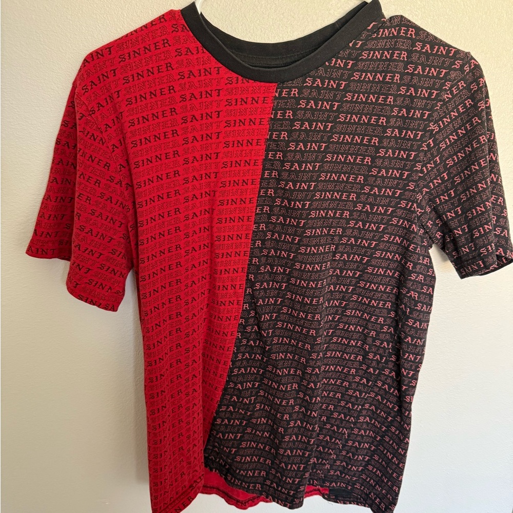 Eighty Eight Red and Black Split Tee